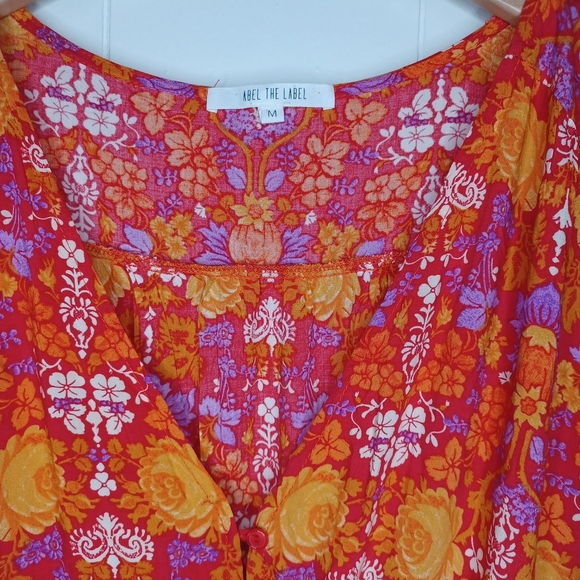 Vibrant Floral Maxi Dress in Orange and Purple - Picture 6 of 13